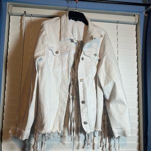 Woman’s plus size white blue jean jacket
